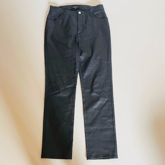 Lafayette 148 New York Jeans Thompson Wax Coated Faux Leahter BLack Moto Bomber - Picture 8 of 9